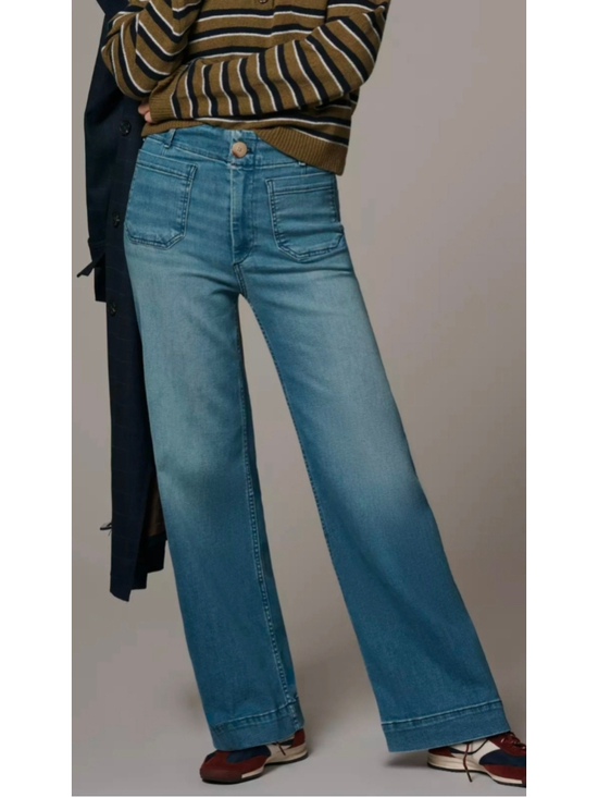 Maeve Denim - Anthropologie Maeve Colette High-Rise Wide-Leg Full-Length Jeans Size 30